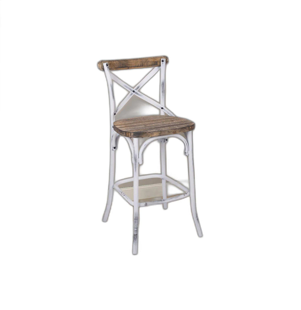 20" Brown And White Iron Bar Chair - Homeroots