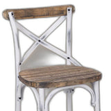 20" Brown And White Iron Bar Chair - Homeroots