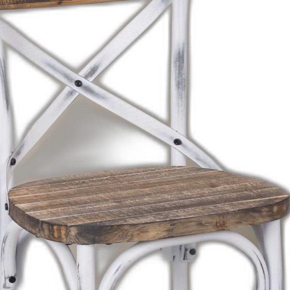 20" Brown And White Iron Bar Chair - Homeroots - Flyclothing LLC
