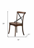 Set of Two Brown Cross Back Dining Side Chairs - Homeroots - Flyclothing LLC