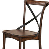 Set of Two Brown Cross Back Dining Side Chairs - Homeroots - Flyclothing LLC
