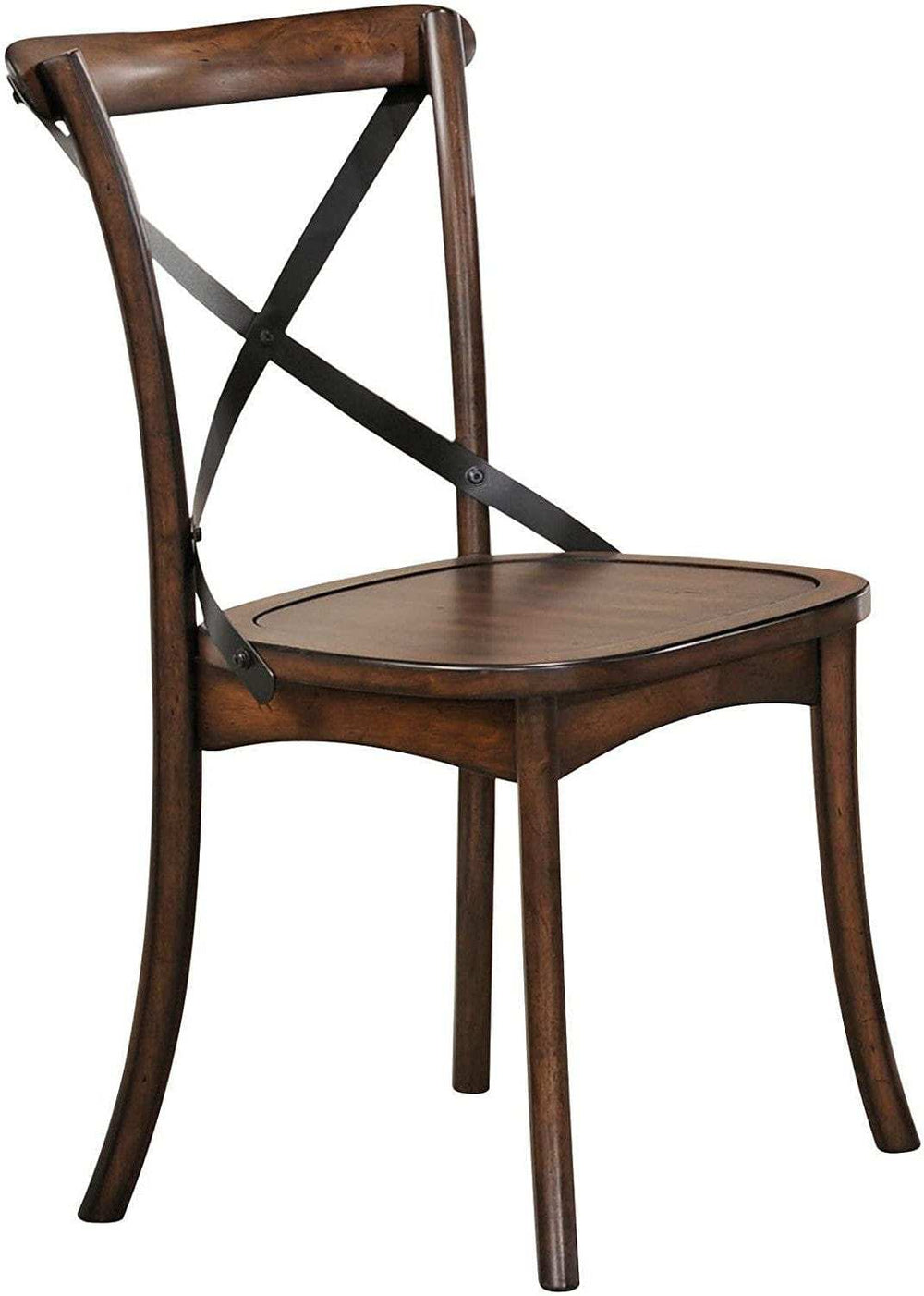 Set of Two Brown Cross Back Dining Side Chairs - Homeroots - Flyclothing LLC