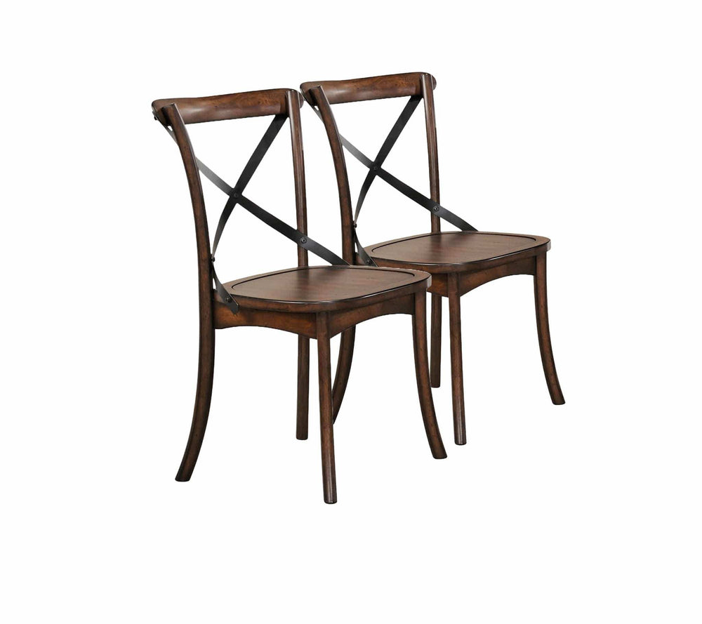 Set of Two Brown Cross Back Dining Side Chairs - Homeroots - Flyclothing LLC