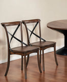 Set of Two Brown Cross Back Dining Side Chairs - Homeroots