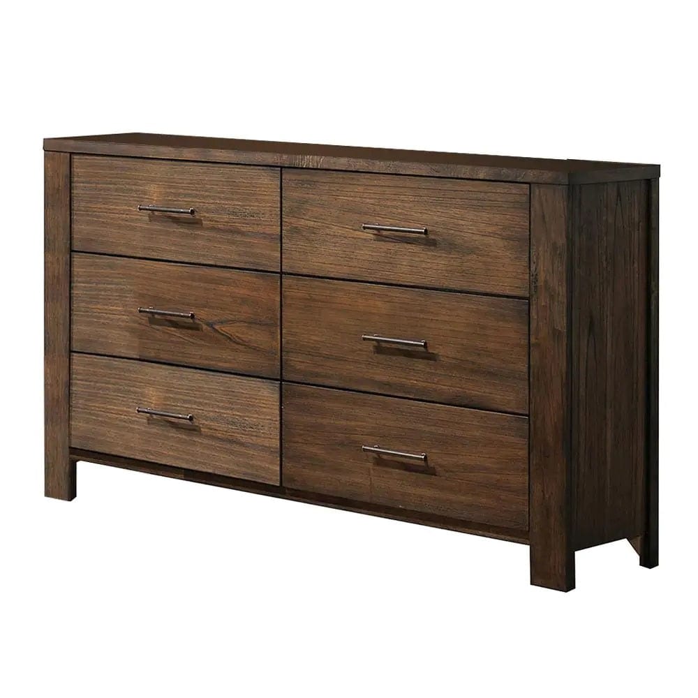 59" Brown Metal Six Drawer Dresser - Homeroots