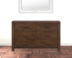 59" Brown Metal Six Drawer Dresser - Homeroots