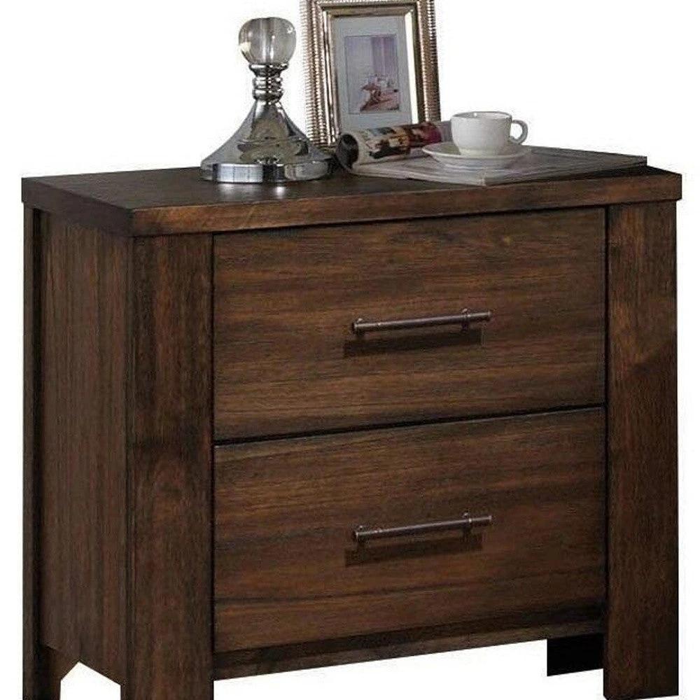 25" Brown Two Drawers Nightstand - Homeroots - Flyclothing LLC