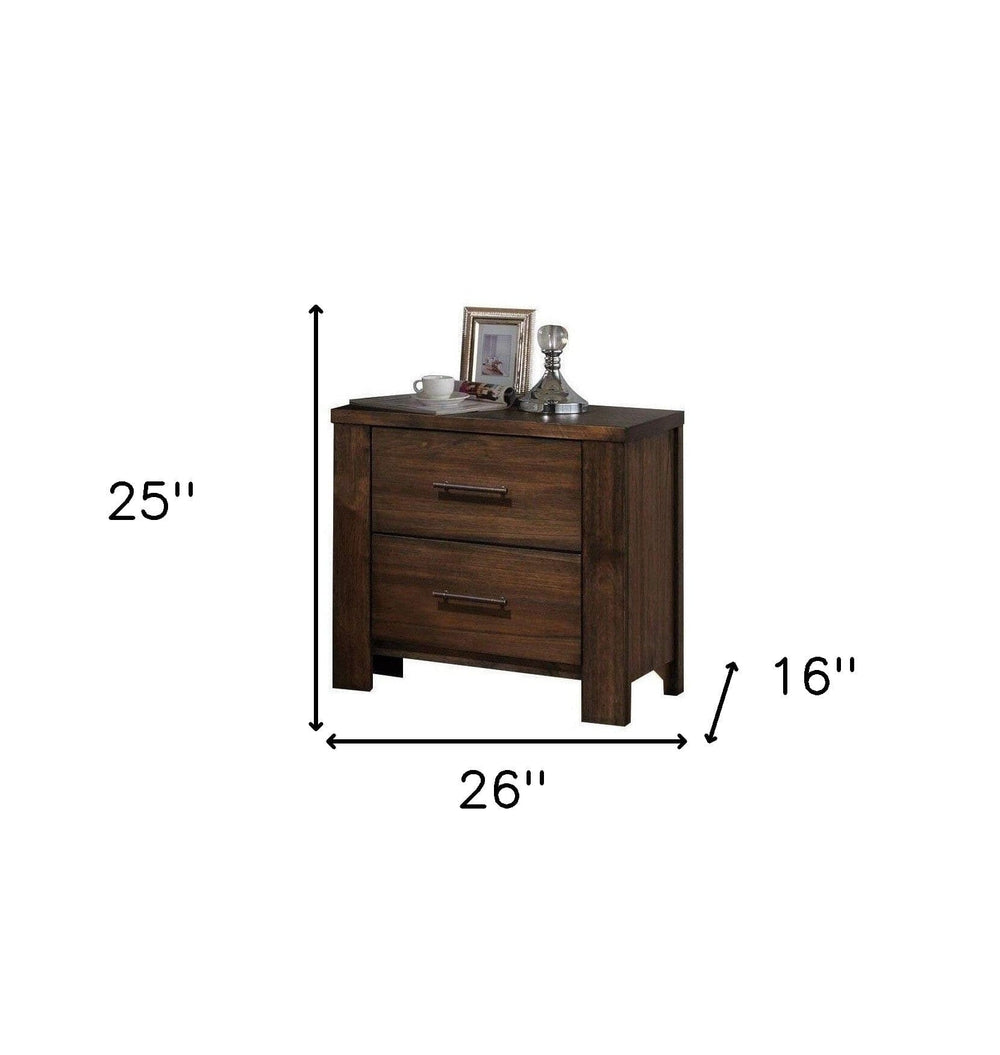25" Brown Two Drawers Nightstand - Homeroots - Flyclothing LLC