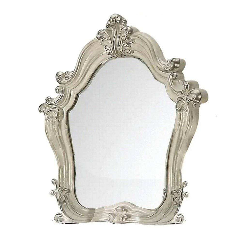 White and Silver Wood Framed Dresser Mirror - Homeroots - Flyclothing LLC