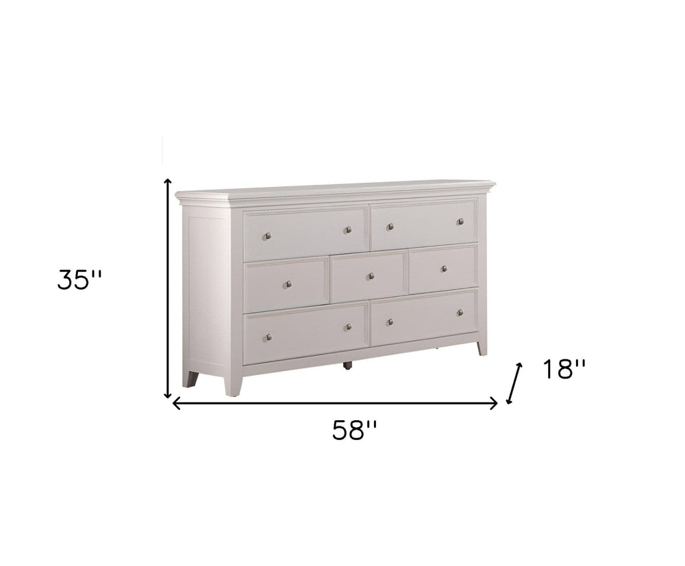 58" White Solid Wood Seven Drawer Triple Dresser - Homeroots - Flyclothing LLC