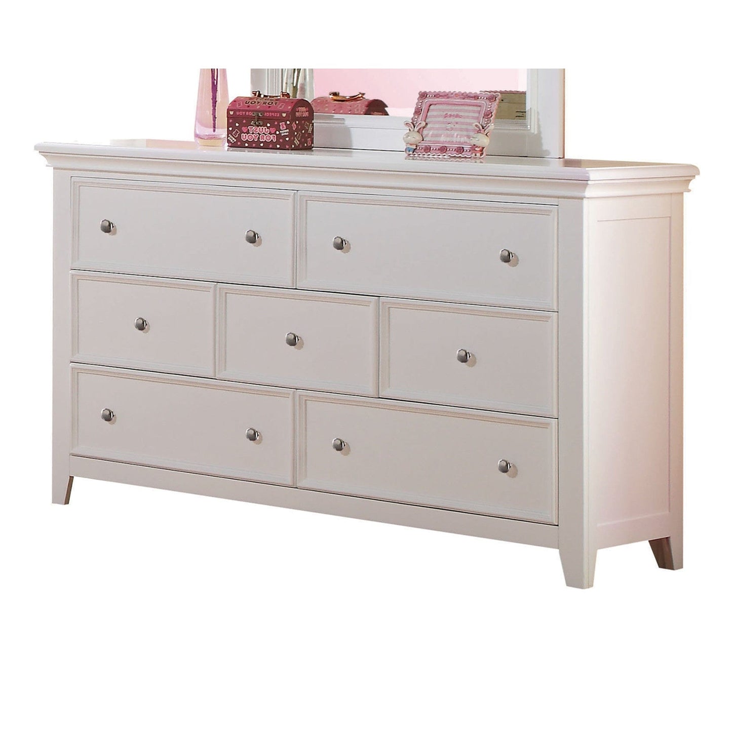58" White Solid Wood Seven Drawer Triple Dresser - Homeroots - Flyclothing LLC