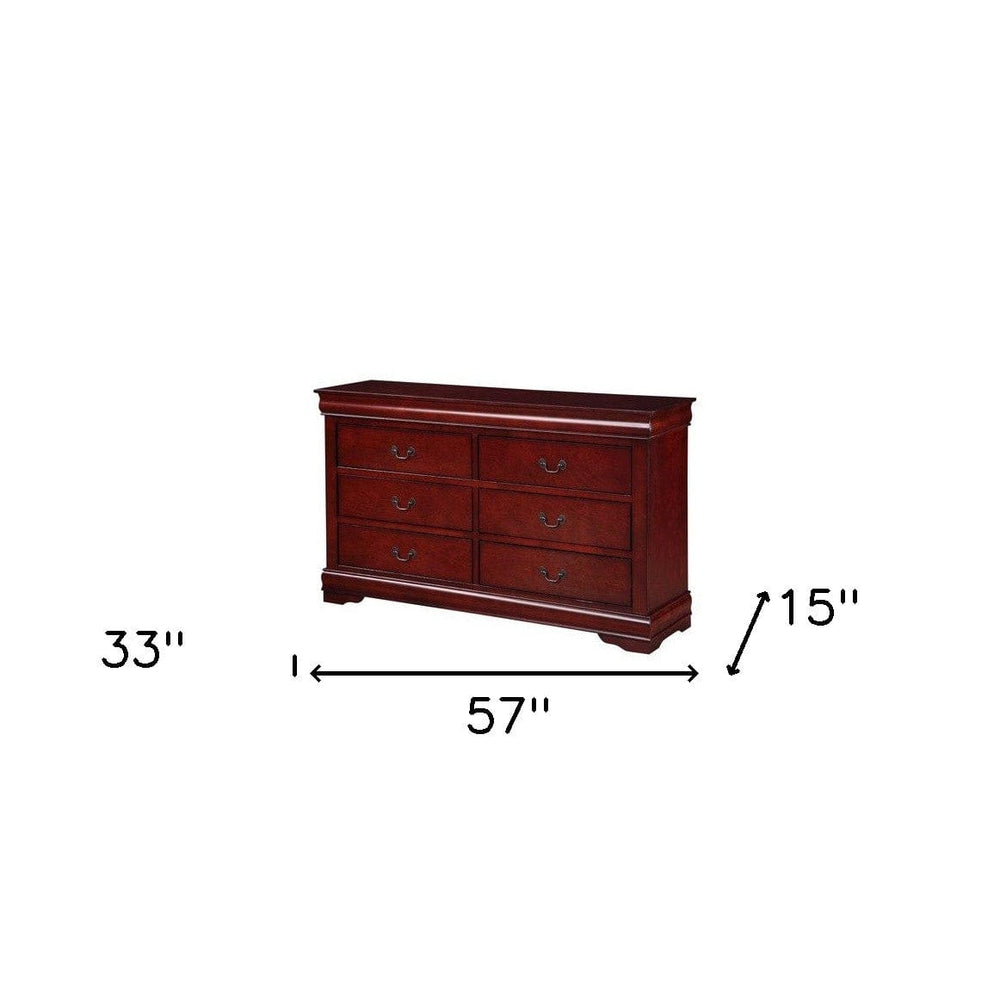 57" Brown Solid Wood Double Dresser - Homeroots - Flyclothing LLC