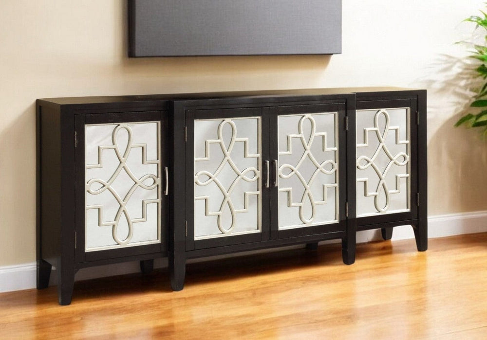 72" Black Solid Wood Console Table - Homeroots - Flyclothing LLC