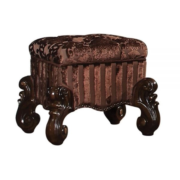 22" X 22" X 19" Cherry Oak Fabric Vanity Stool - Homeroots