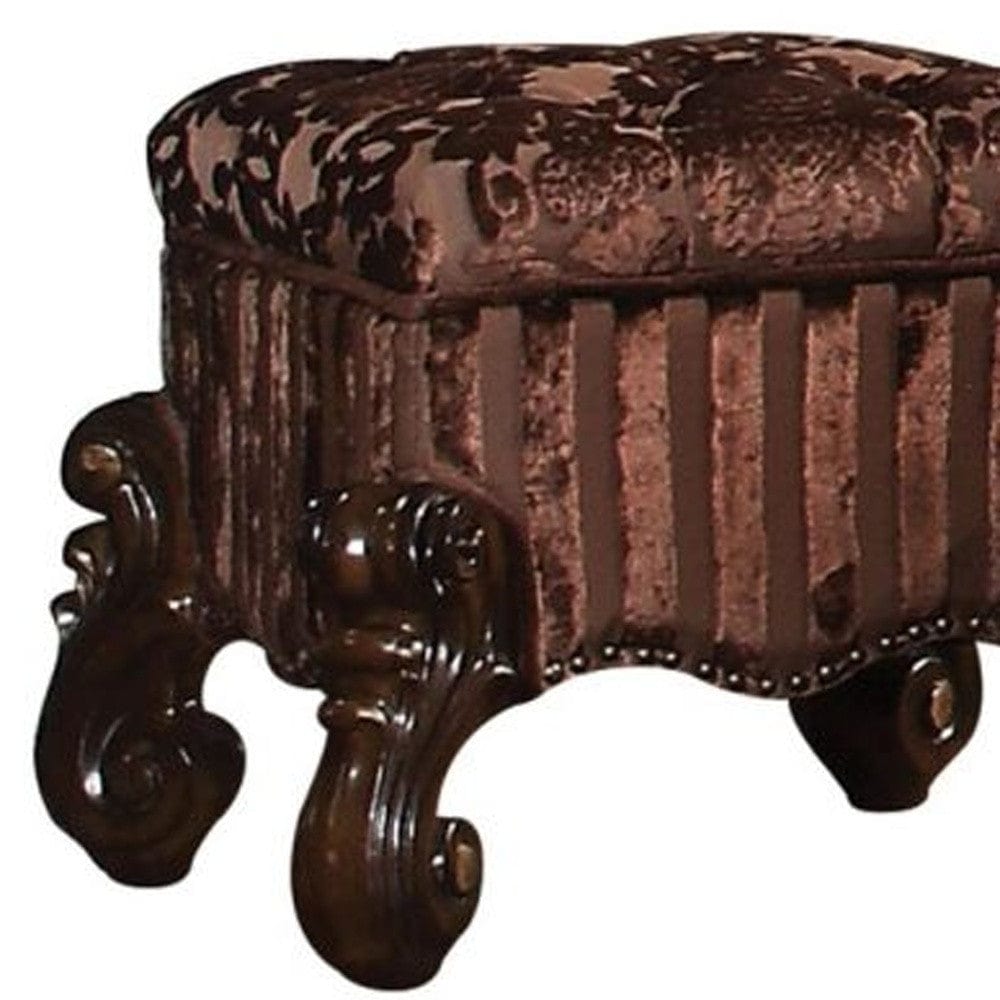 22" X 22" X 19" Cherry Oak Fabric Vanity Stool - Homeroots - Flyclothing LLC