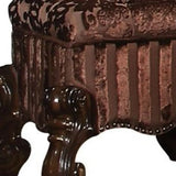 22" X 22" X 19" Cherry Oak Fabric Vanity Stool - Homeroots - Flyclothing LLC