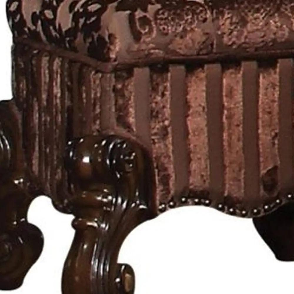 22" X 22" X 19" Cherry Oak Fabric Vanity Stool - Homeroots - Flyclothing LLC