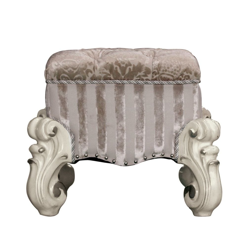 22" Ivory And Bone Fabric Floral Tufted Vanity Chair - Homeroots