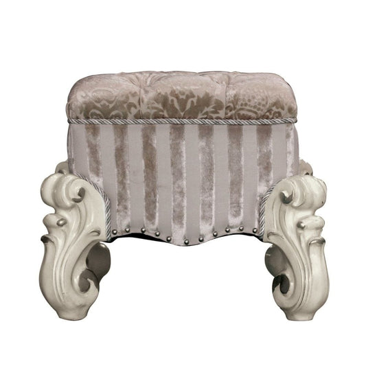 22" Ivory And Bone Fabric Floral Tufted Vanity Chair - Homeroots