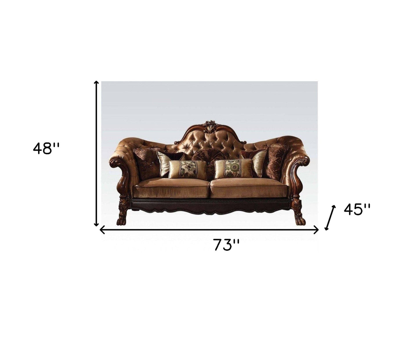 73" Dark Brown And Brown Velvet Loveseat and Toss Pillows - Homeroots - Flyclothing LLC