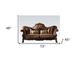 73" Dark Brown And Brown Velvet Loveseat and Toss Pillows - Homeroots - Flyclothing LLC