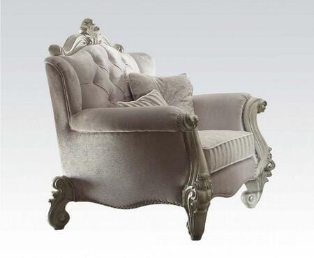 69" Ivory Chesterfield Loveseat and Toss Pillows - Homeroots - Flyclothing LLC
