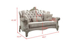 69" Ivory Chesterfield Loveseat and Toss Pillows - Homeroots - Flyclothing LLC