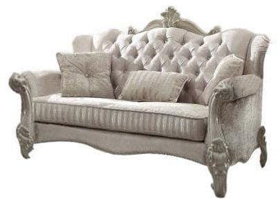 69" Ivory Chesterfield Loveseat and Toss Pillows - Homeroots - Flyclothing LLC