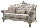 69" Ivory Chesterfield Loveseat and Toss Pillows - Homeroots