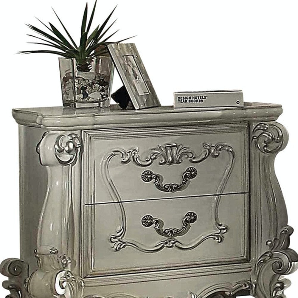 31" White Two Drawers Nightstand - Homeroots - Flyclothing LLC