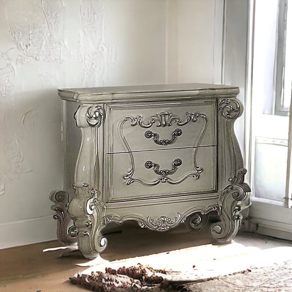 31" White Two Drawers Nightstand - Homeroots - Flyclothing LLC