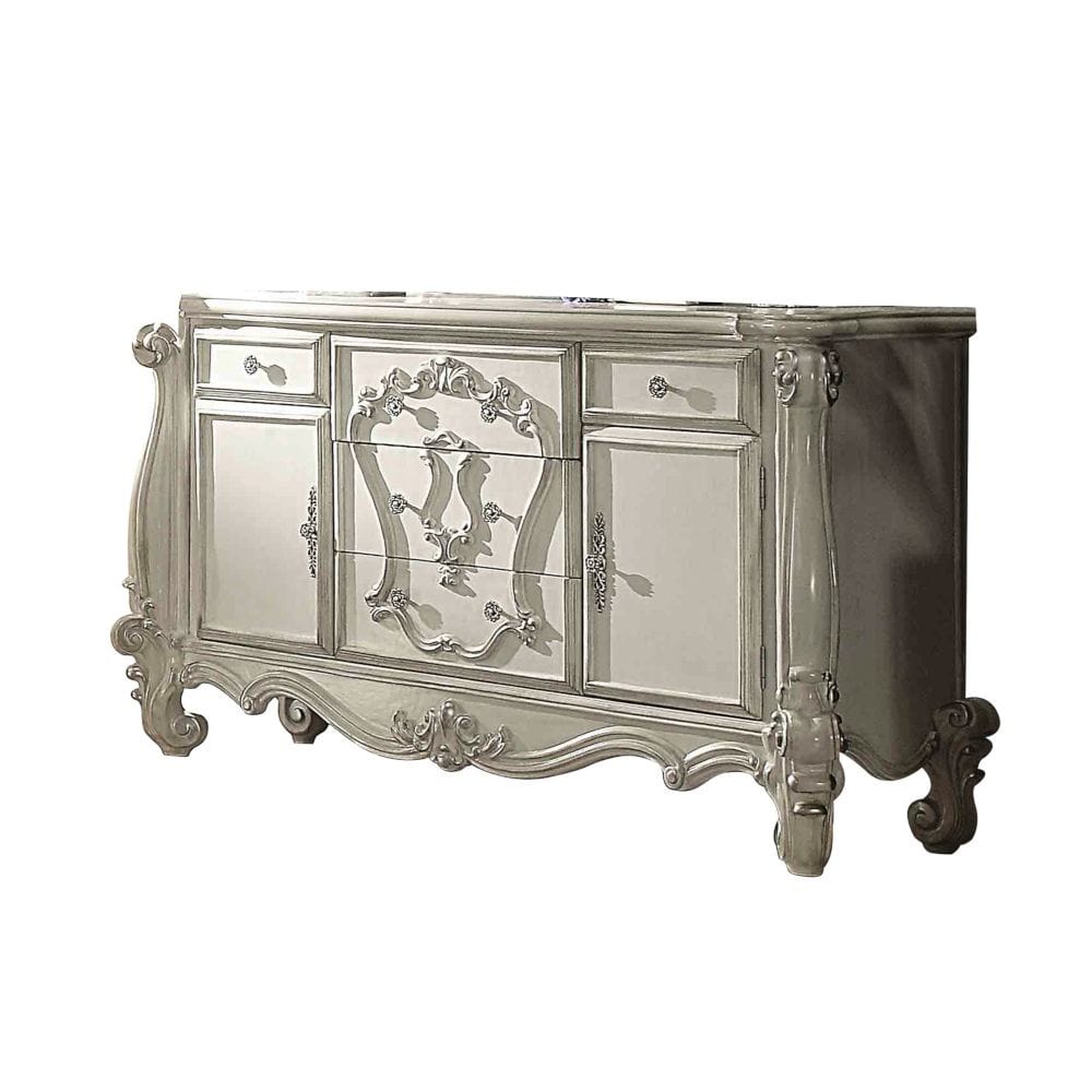 70" Bone White Solid Wood Six Drawer Combo Dresser - Homeroots - Flyclothing LLC