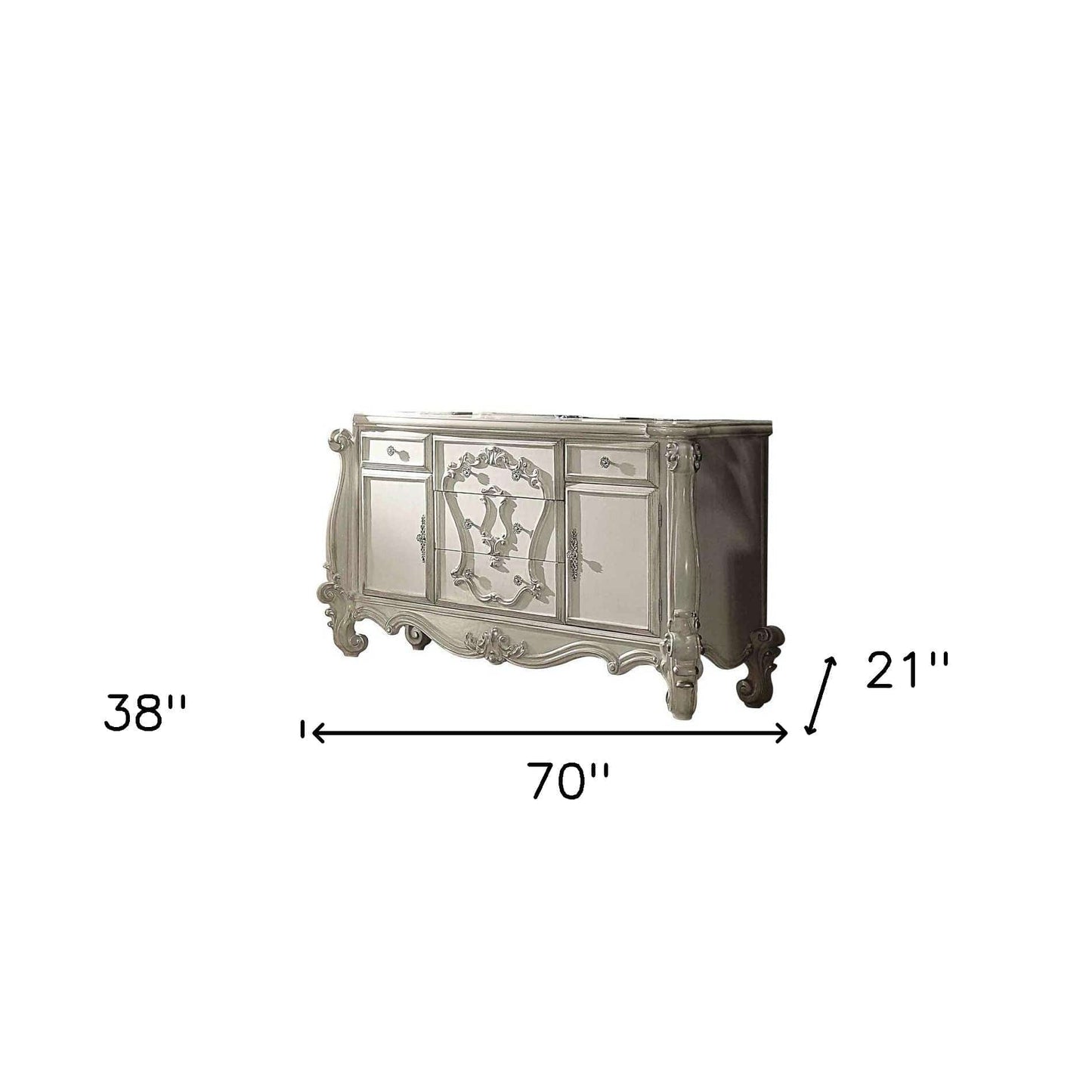 70" Bone White Solid Wood Six Drawer Combo Dresser - Homeroots - Flyclothing LLC