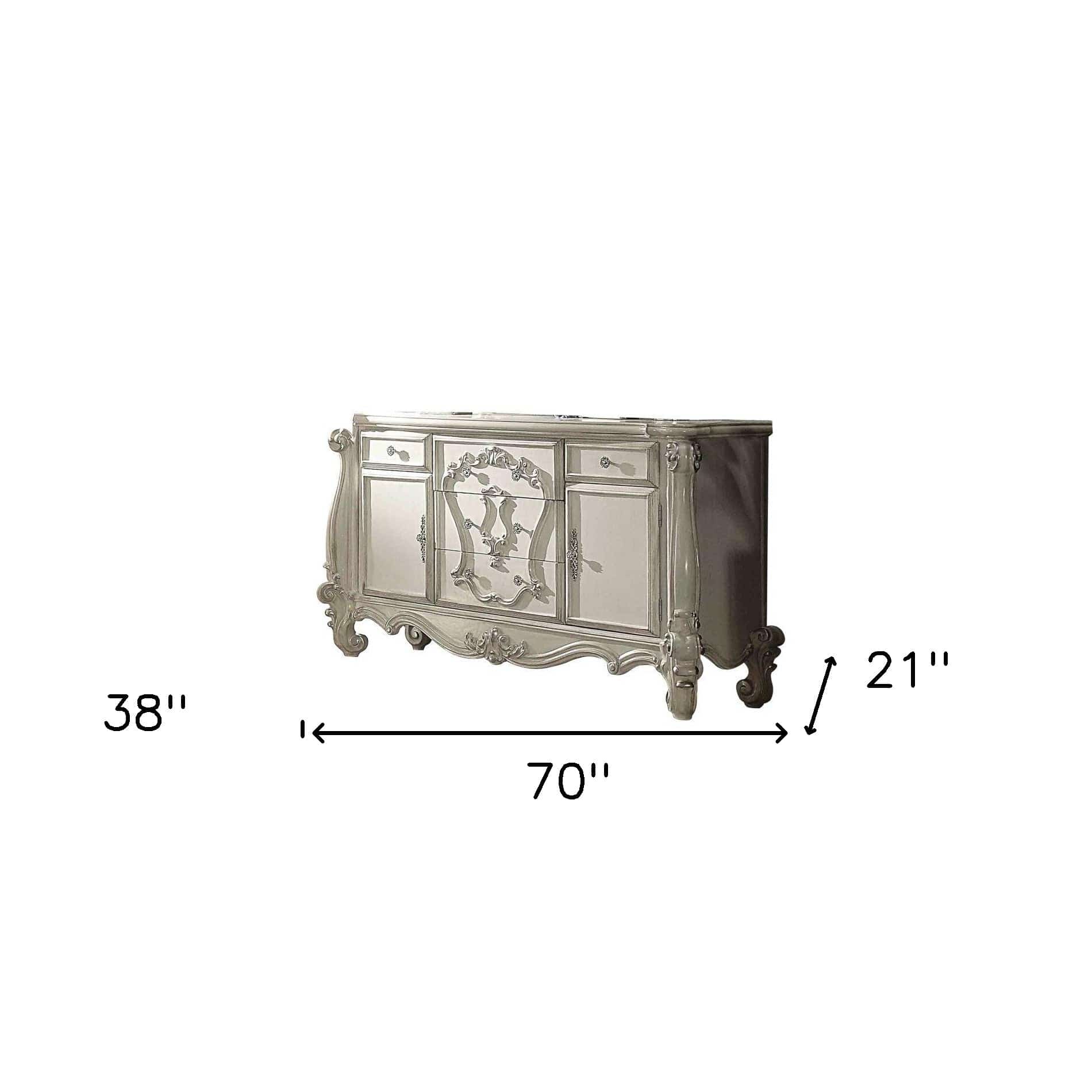 70" Bone White Solid Wood Six Drawer Combo Dresser - Homeroots - Flyclothing LLC