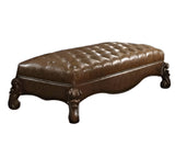 65" Brown Upholstered Faux Leather Bench - Homeroots