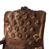 34" Golden Brown And Mahogany Velvet Tufted Arm Chair And Toss Pillow - Homeroots - Flyclothing LLC