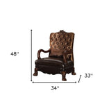 34" Golden Brown And Mahogany Velvet Tufted Arm Chair And Toss Pillow - Homeroots - Flyclothing LLC