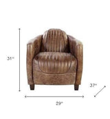 29" Brown Faux Leather Distressed Barrel Chair - Homeroots - Flyclothing LLC
