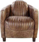 29" Brown Faux Leather Distressed Barrel Chair - Homeroots - Flyclothing LLC
