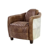 29" Brown Faux Leather Distressed Barrel Chair - Homeroots - Flyclothing LLC