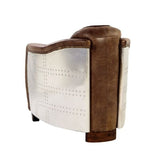 29" Brown Faux Leather Distressed Barrel Chair - Homeroots