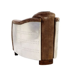 29" Brown Faux Leather Distressed Barrel Chair - Homeroots