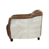 29" Brown Faux Leather Distressed Barrel Chair - Homeroots - Flyclothing LLC