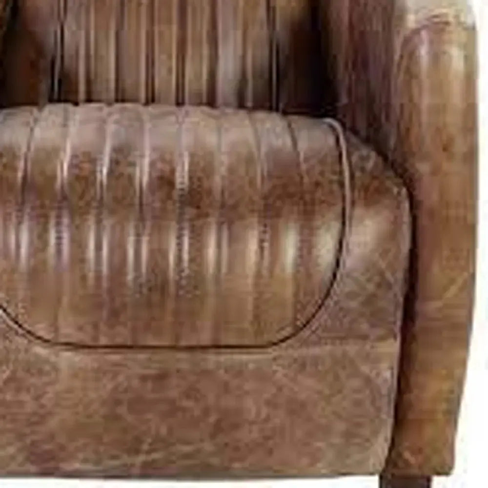 29" Brown Faux Leather Distressed Barrel Chair - Homeroots - Flyclothing LLC