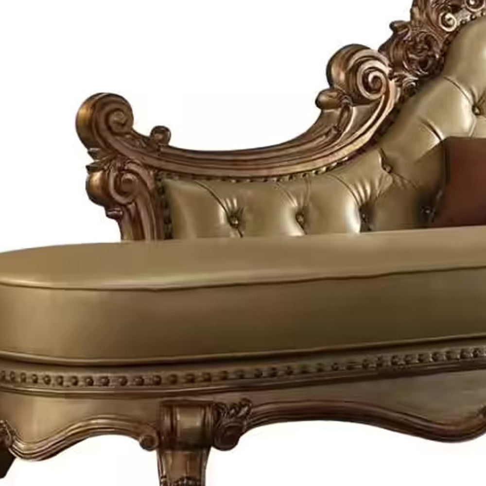 81" Bone And Pearl Faux Leather Tufted Lounge Chair - Homeroots - Flyclothing LLC