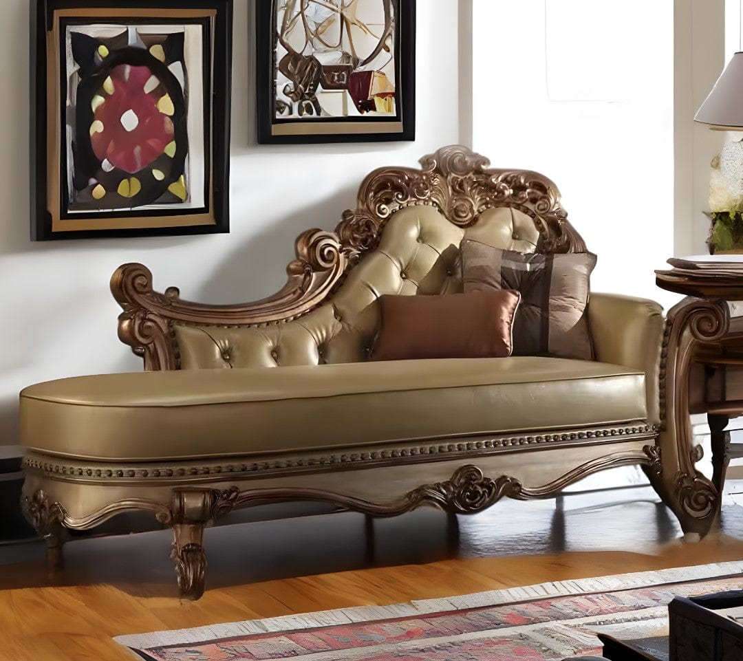 81" Bone And Pearl Faux Leather Tufted Lounge Chair - Homeroots - Flyclothing LLC