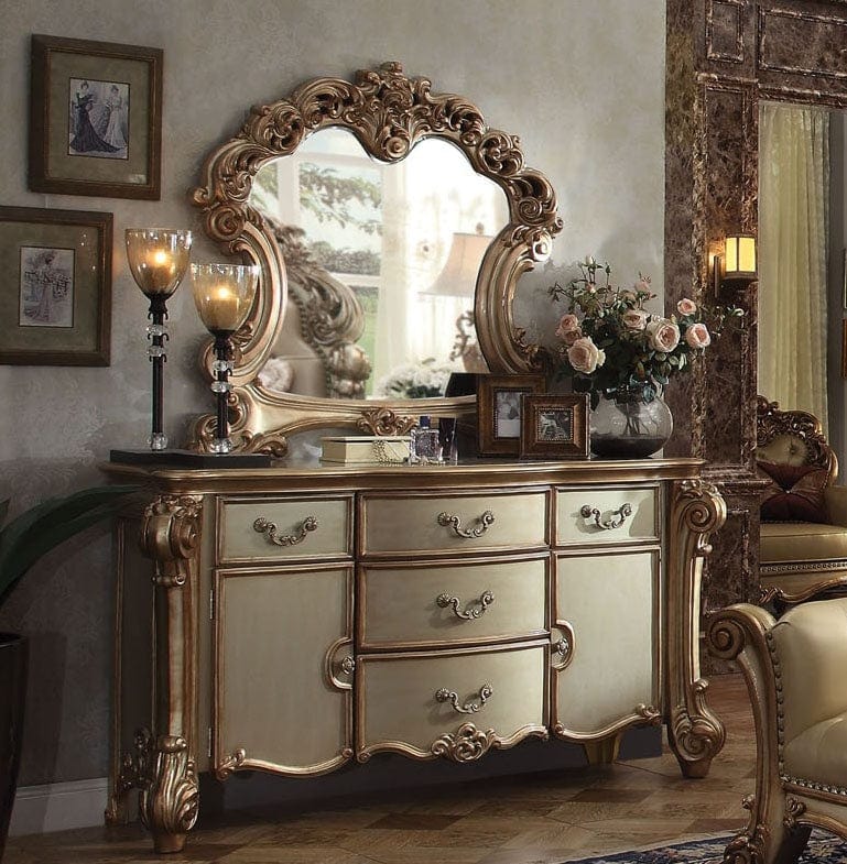 71" Gold Solid Wood Dresser - Homeroots - Flyclothing LLC