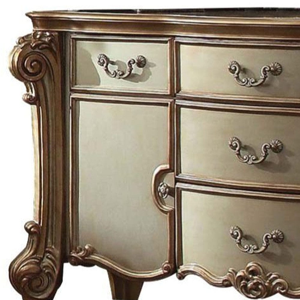 71" Gold Solid Wood Dresser - Homeroots