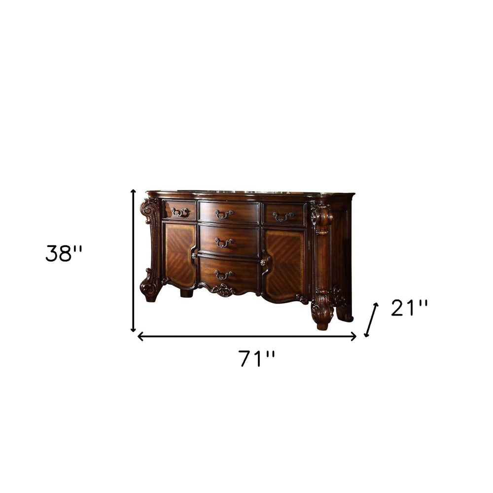 71" Solid Wood Five Drawer Dresser - Homeroots