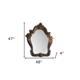 47" Brown Crowned Top Solid Wood Framed Dresser Mirror - Homeroots